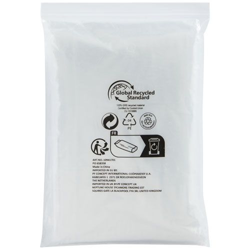 PF109417-1Mayan Regenponcho mit Aufbewahrungstasche aus recyceltem Kunststoff_ weiss