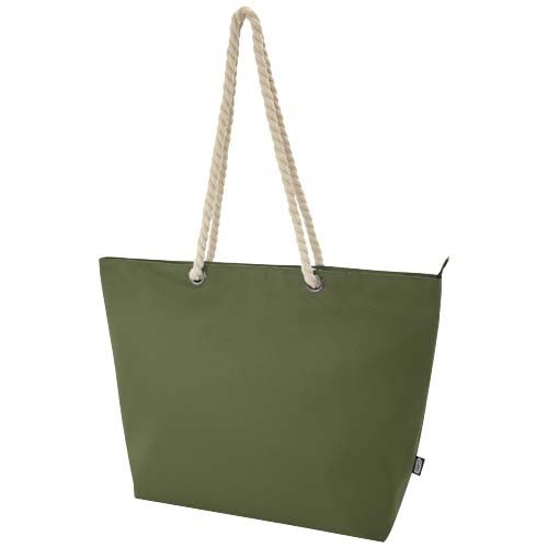 PF130079-4Panama Strandkuehltasche mit Kordelgriffen aus recyceltem GRS-Material_ 23L_ olive