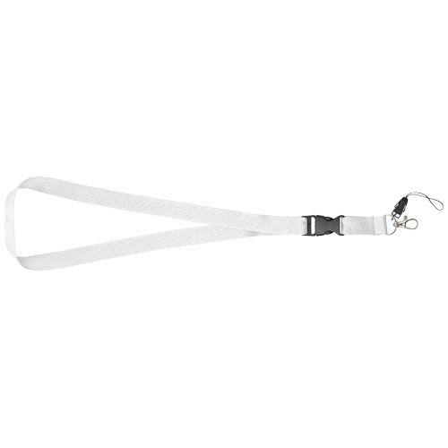PF102508-2Sagan Lanyard mit abnehmbarer Schnalle und Handyband_ weiss