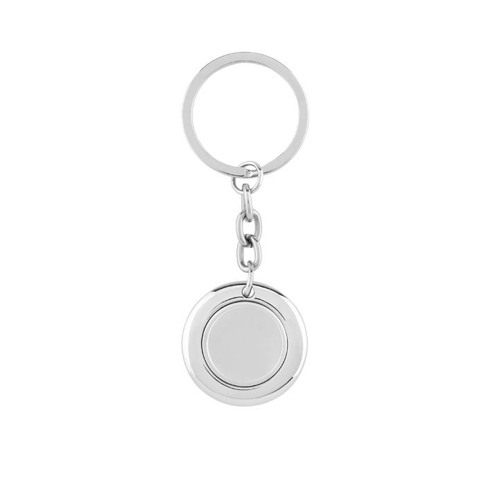 MO9289-17Flat Ring Schluesselring mit Muenzhalter_ Silber Glaenzend