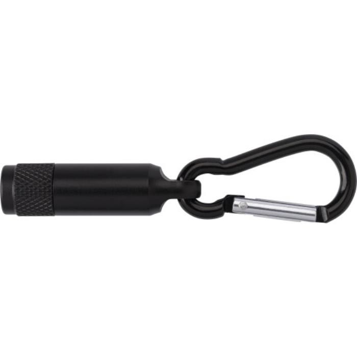 GI432009-01Mini-Taschenlampe aus Aluminium mit Karabiner Tracy_ Schwarz