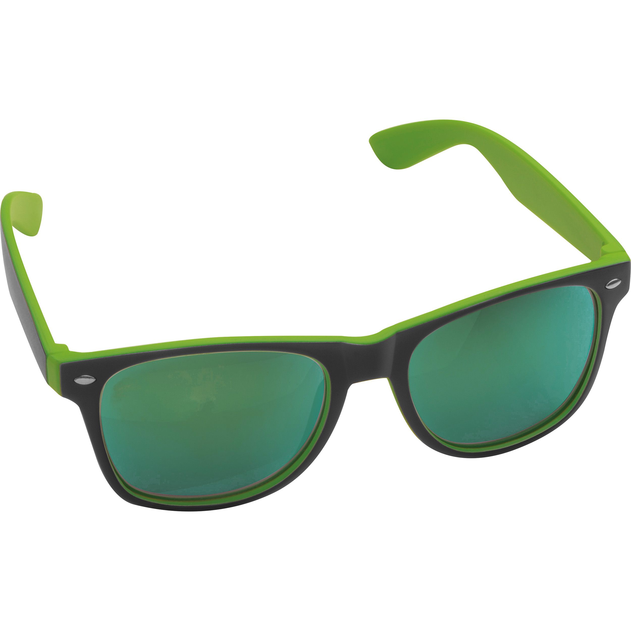 Sonnenbrille aus Kunststoff mit verspiegelten Gläsern, UV 400 Schutz, grün