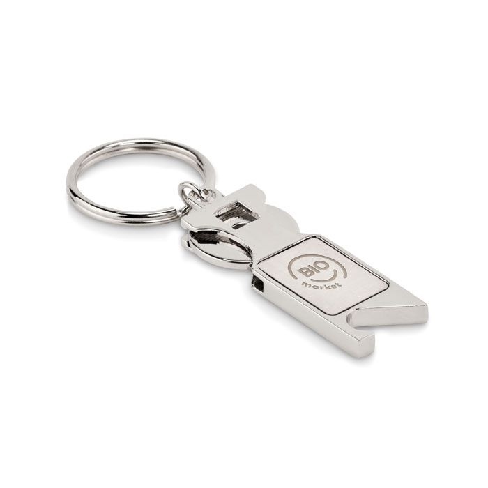 MO6824-16Tokeu Schluesselring mit Muenzhalter_ Mattsilber