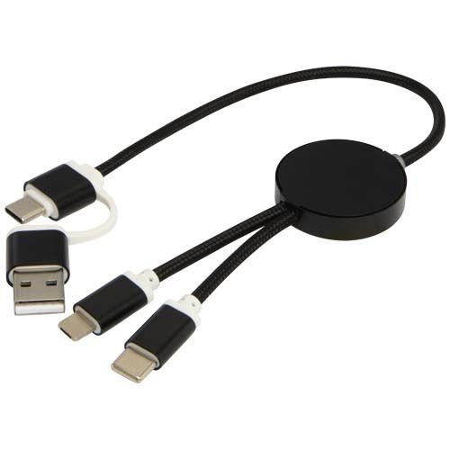 PF124424-4Alasia 30 cm 5-in-1 Kabel aus recyceltem Kunststoff fuer Datenuebertragung und 27W Schnellladung_ schw