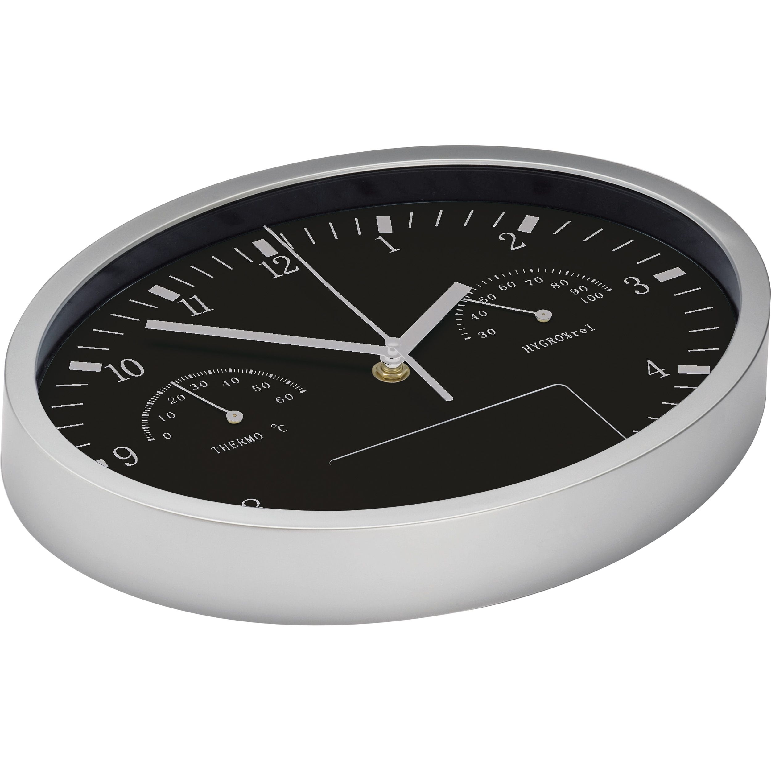 MA47871-03Wanduhr mit Hygro- und Thermometer_ schwarz