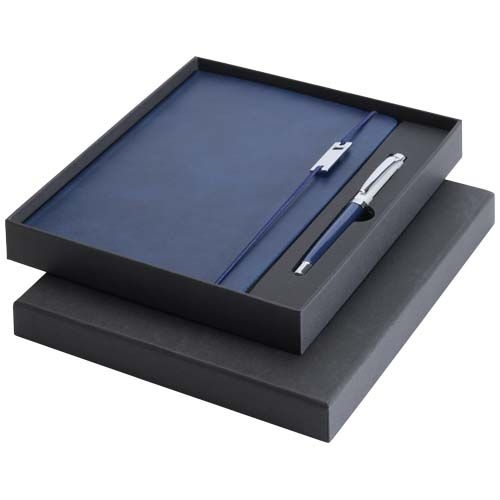 PF106258-4Legato Elegance A5 Hardcover Notizbuch mit Tintenroller Set_ ozeanblau_weiss