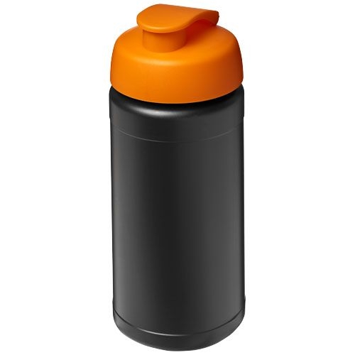 PF210461-11Baseline 500 ml recycelte Sportflasche mit Klappdeckel _ schwarz_orange