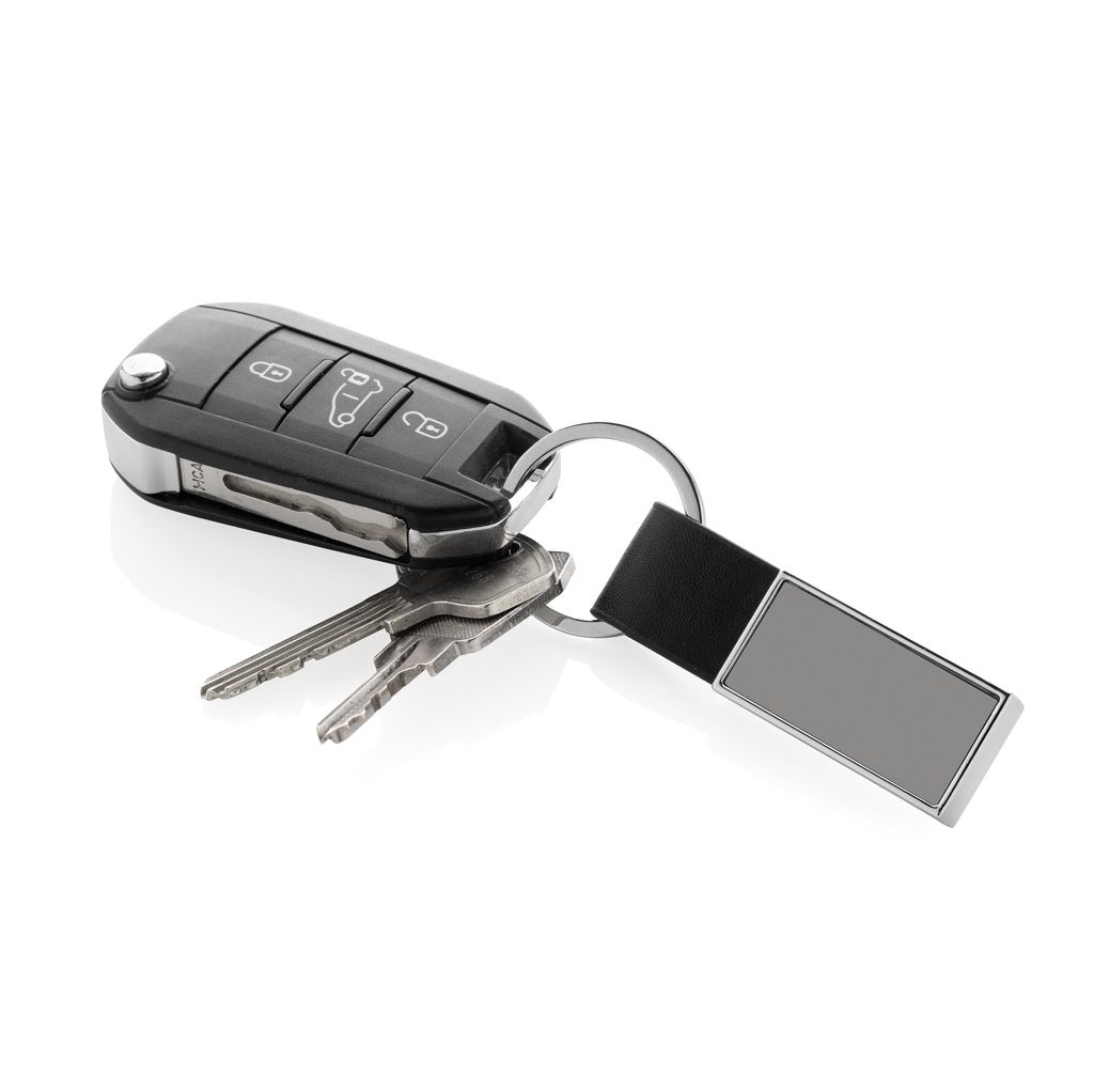 XDP191_64-01Schicker PU Schluesselanhaenger aus RCS recyc. Zinklegierung_ schwarz