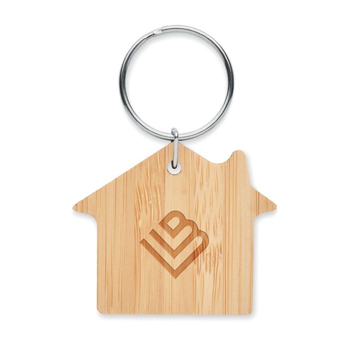 MO6979-40Houseboo Schluesselring Bambus_ Haus_ holz