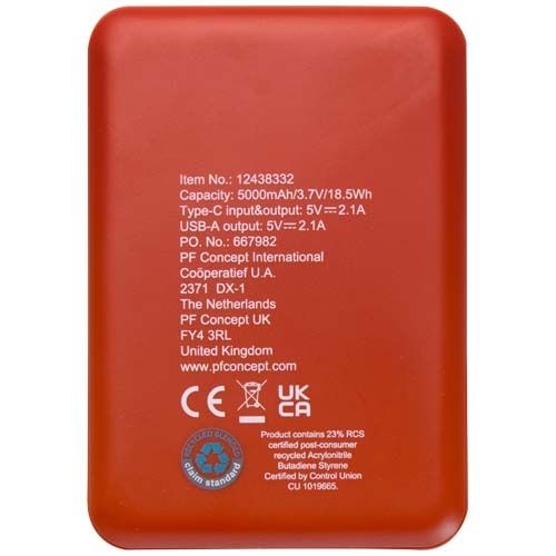 PF124383-3Asama 5000 mAh Typ-C Powerbank aus recyceltem Kunststoff_ ziegelstein