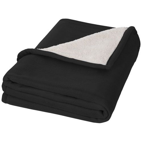 PF112809-2Springwood Decke aus weichem Fleece und Sherpa-Plaid_ schwarz_offwhite