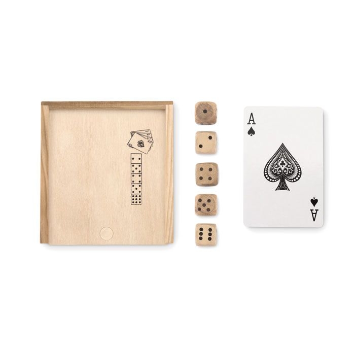 MO9187-40Las Vegas Spielkarten-Wuerfel-Set_ Holz