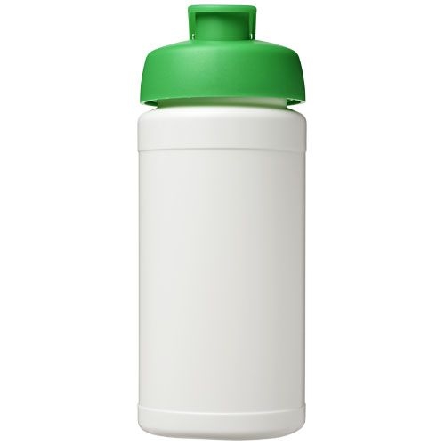 PF210461-9Baseline 500 ml recycelte Sportflasche mit Klappdeckel _ weiss_gruen