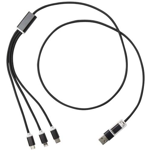 PF124386-4Versatile 5-in-1 Ladekabel aus recyceltem Aluminium_ schwarz