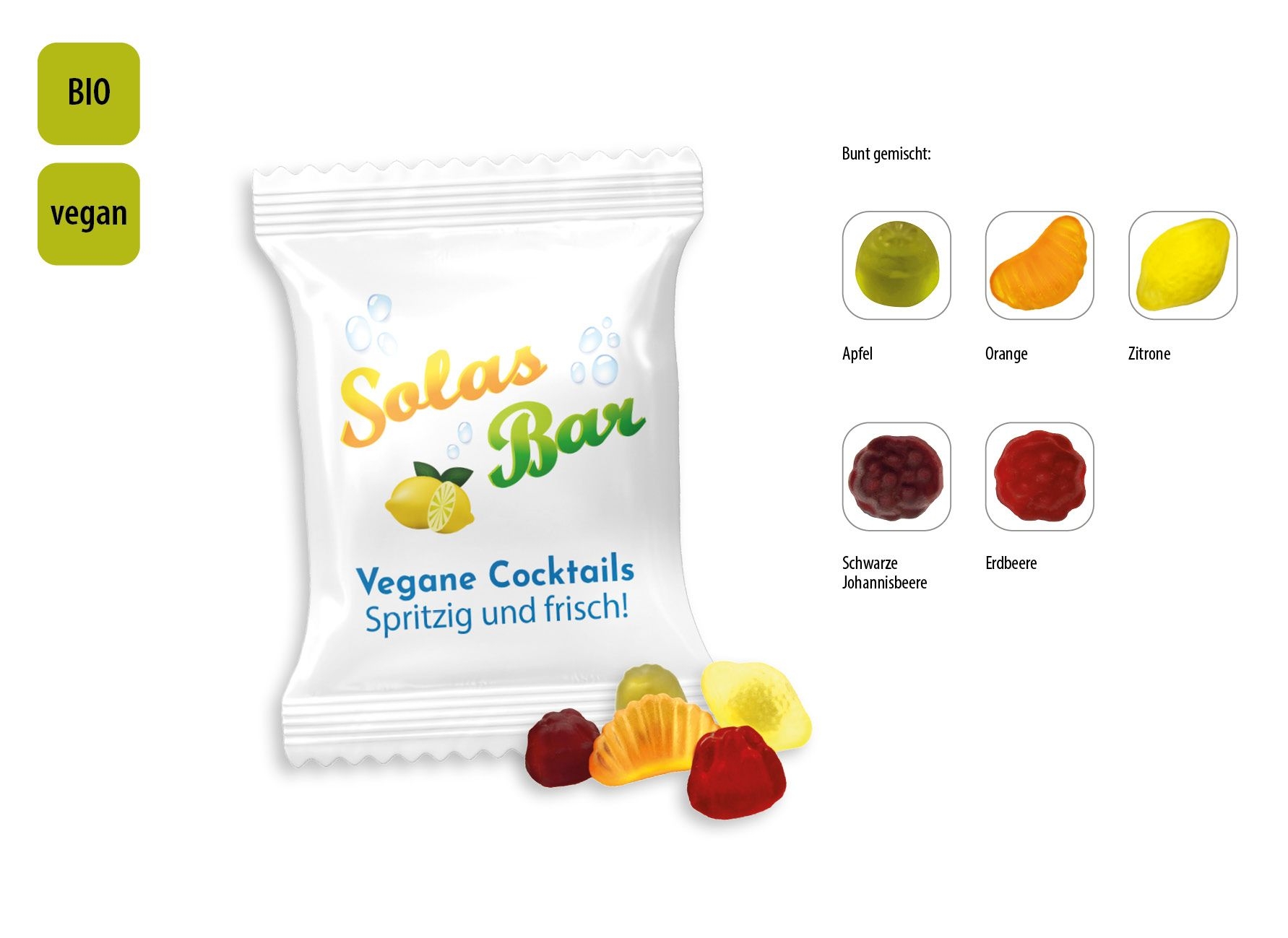 SW0778-1BIO Mini Fruechte vegan Werbetuete_Vegane BIO Mini Fruechte_ Folie weiss