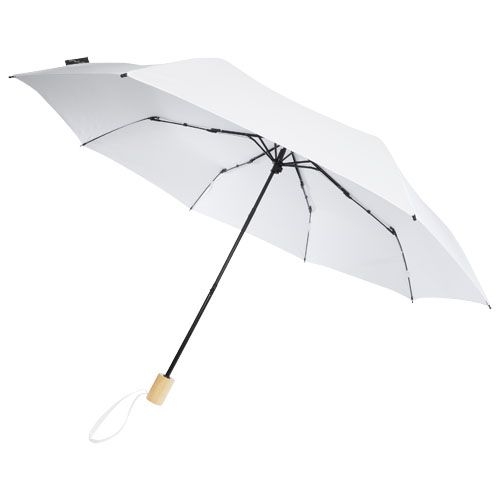 PF109145-1Birgit 21'' faltbarer winddichter Regenschirm aus recyceltem PET_ weiss