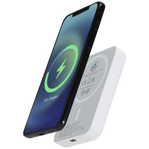 PF124441-1Acrab 15 W 5.000 mAh magnetische kabellose Powerbank mit 20 W PD aus recyceltem Kunststoff_ weiss