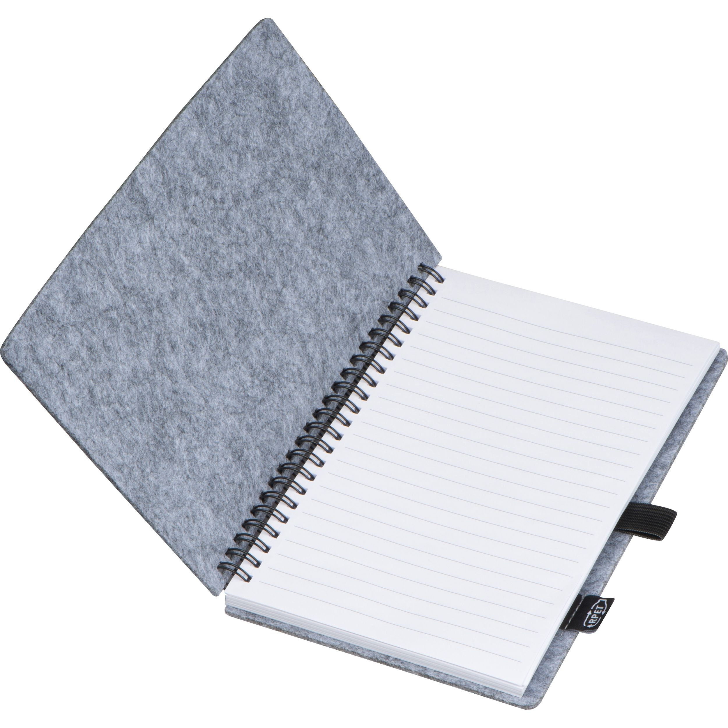 MA23744-07A5 RPET Filz Notizbuch _ silbergrau