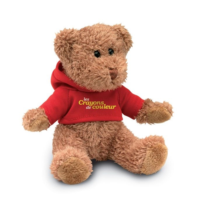 MO7375-05Johnny Teddybaer mit Hoody_ Rot