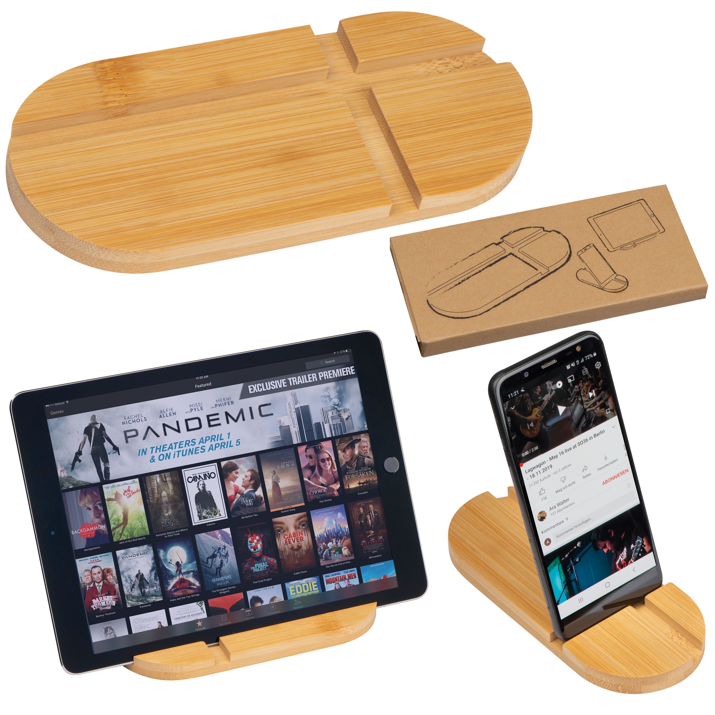 MA23189Tablet- und Smartphonehalter aus Bambus