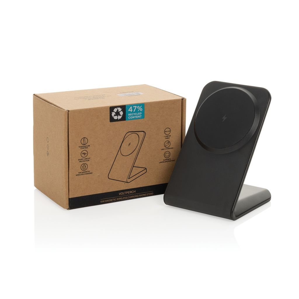XDP309_09-01VoltPerch 15W magnetischer Wireless Charger aus RCS rec. ABS_ schwarz