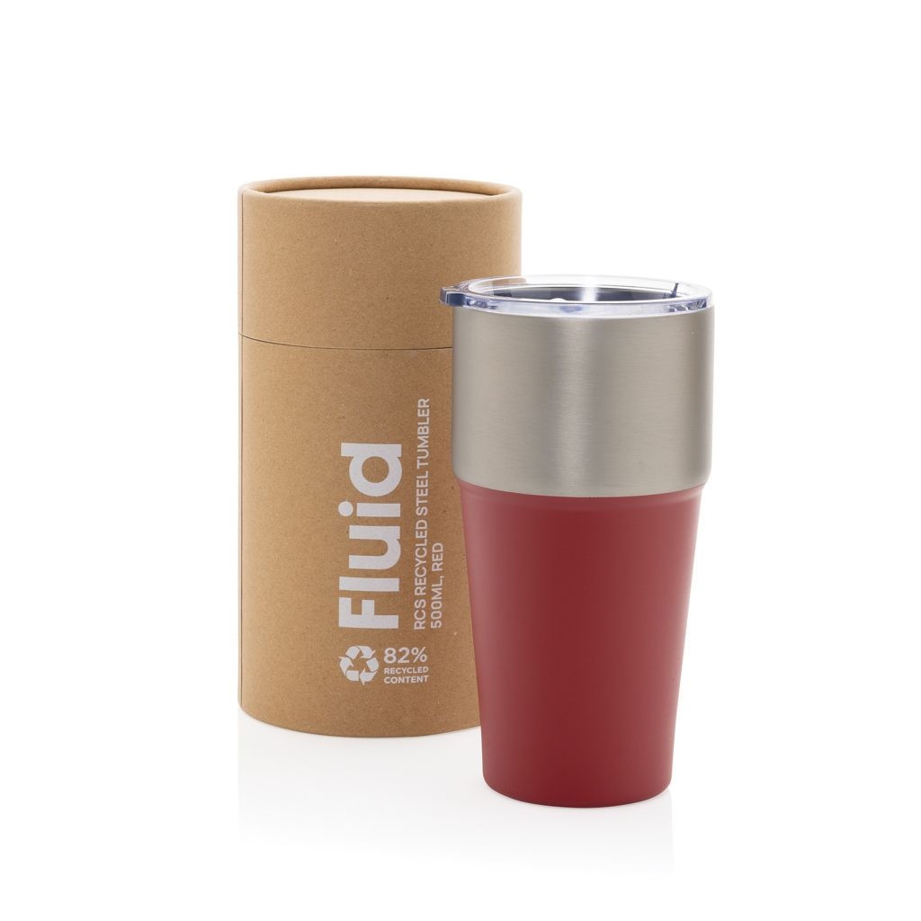 XDP437.13-24Fluid Becher aus RCS-zertifiziert recyceltem Stahl_ 500ml_ rot