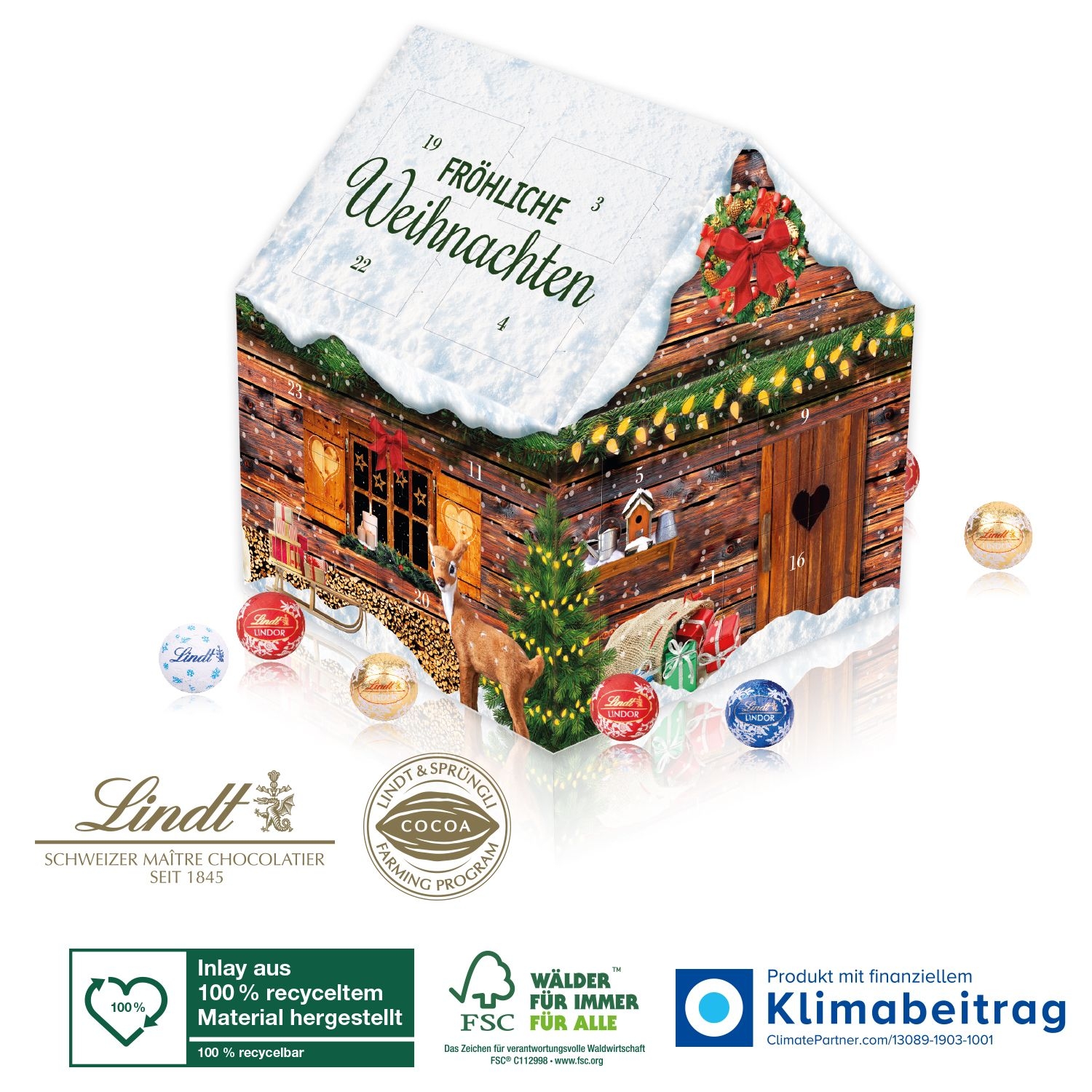CD95335Adventskalender Lindt „Weihnachtshaus“