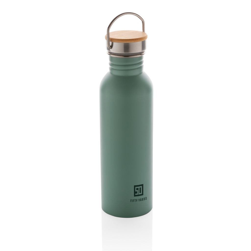 XDP436.83-7Moderne Stainless-Steel Flasche mit Bambusdeckel_ gruen
