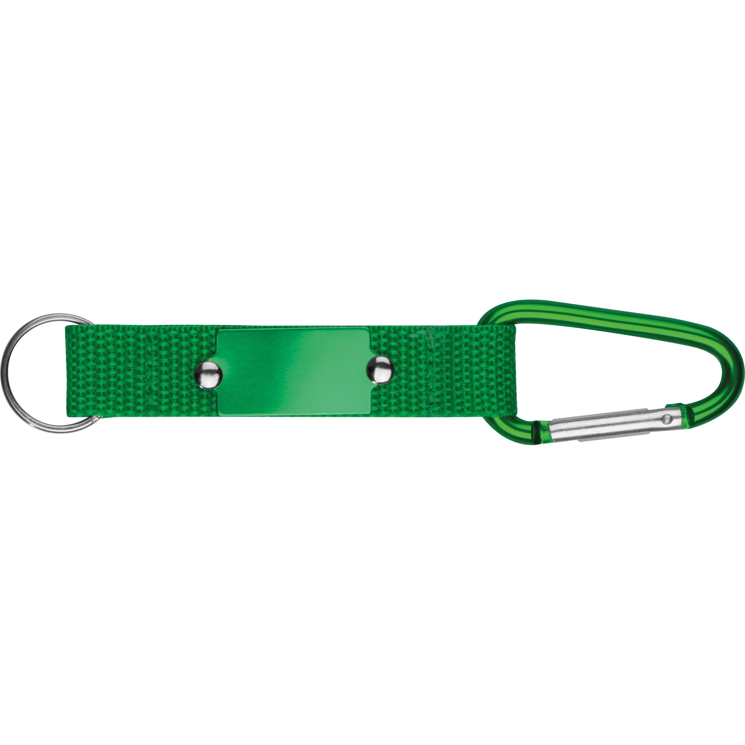 MA91168-09Schluesselanhaenger mit Karabiner und Plaettchen aus Metall_ gruen