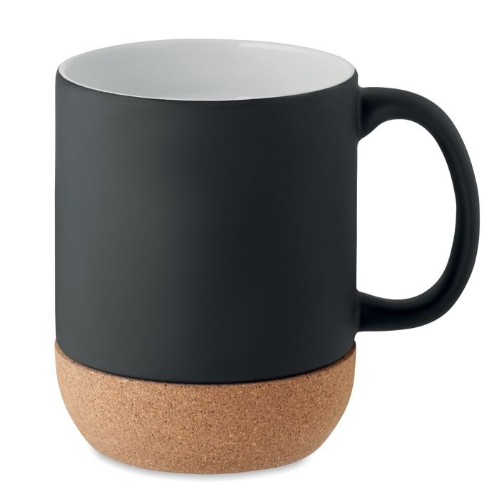 MO6839-03Matt Kaffeebecher mit  Kork 300 ml_ schwarz