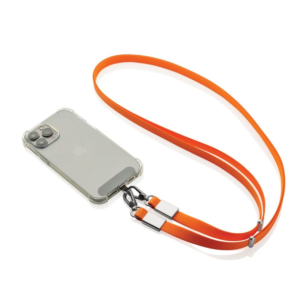 XDP302.92-08Nivo Crossbody-Handyband aus RCS recyceltem PET_ orange