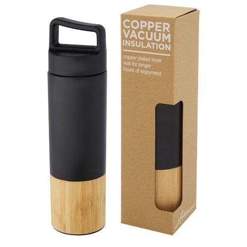 PF100669-2Torne 540 ml Kupfer-Vakuum Isolierflasche mit Bambus Aussenwand_ schwarz