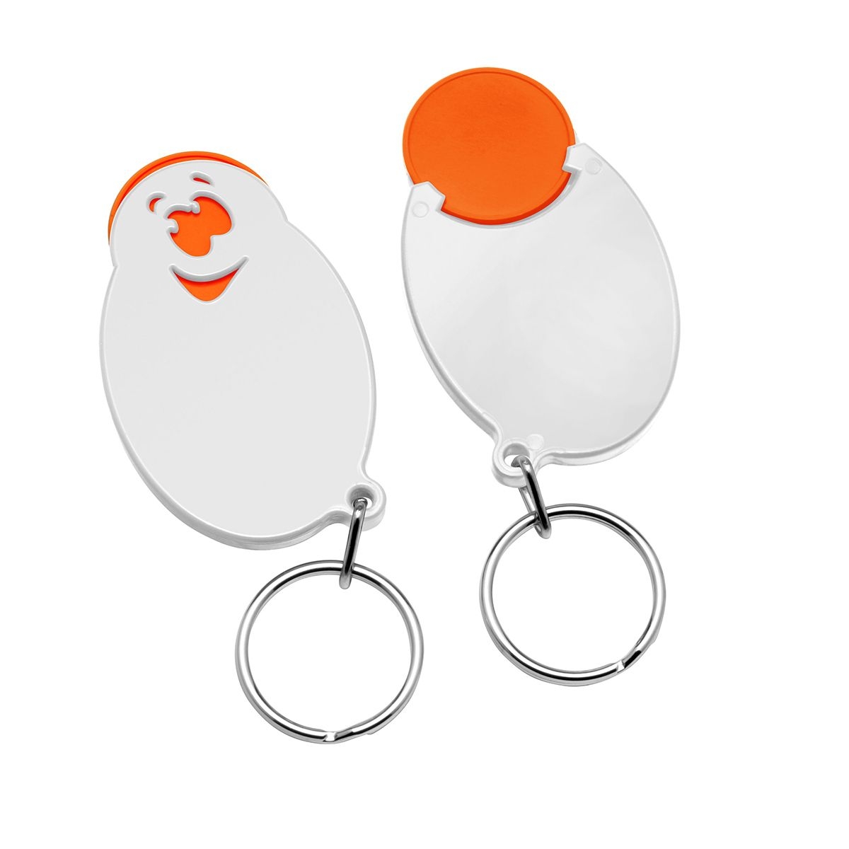 HE7855R-5-0Chiphalter mit 1€-Chip _Gesicht_ orange_ weiss