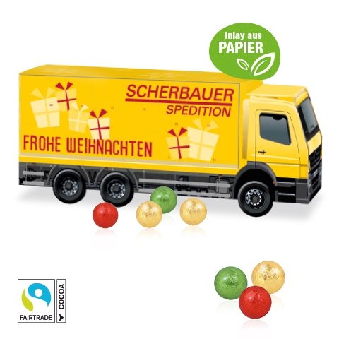 CD554203D Adventskalender _LKW_ mit Fairtrade® Schokolade mit Papier-Inlay