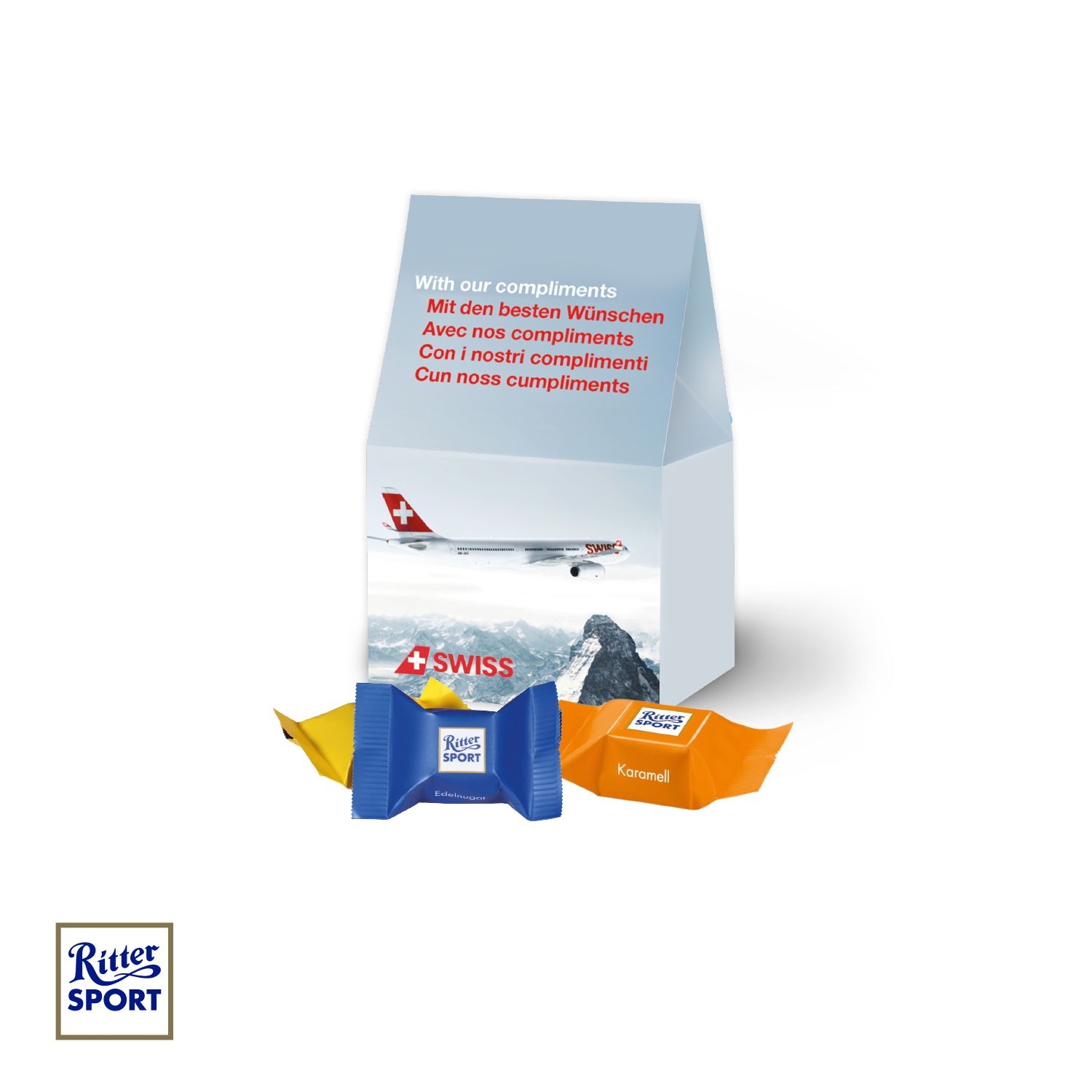 CD91617Werbepraesent Selection Mini mit Ritter SPORT Schokowuerfel
