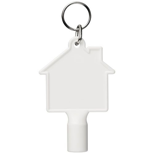 Maximilian Universalschlüssel in Hausform als Schlüsselanhänger aus recyceltem Kunststoff, weiß