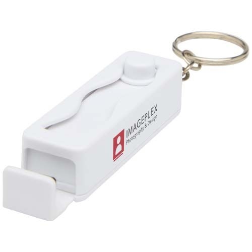 PF124460-1Aggia Telefonladestation aus recyceltem Kunststoff mit Fidget-Toy_ weiss