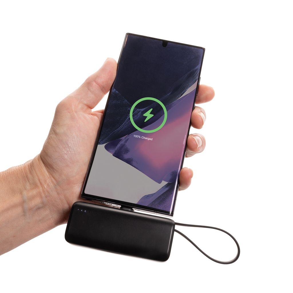 XDP322.49-01Powerlink 3000mah Powerbank aus RCS rPlastic mit USB-C Kabel_ schwarz