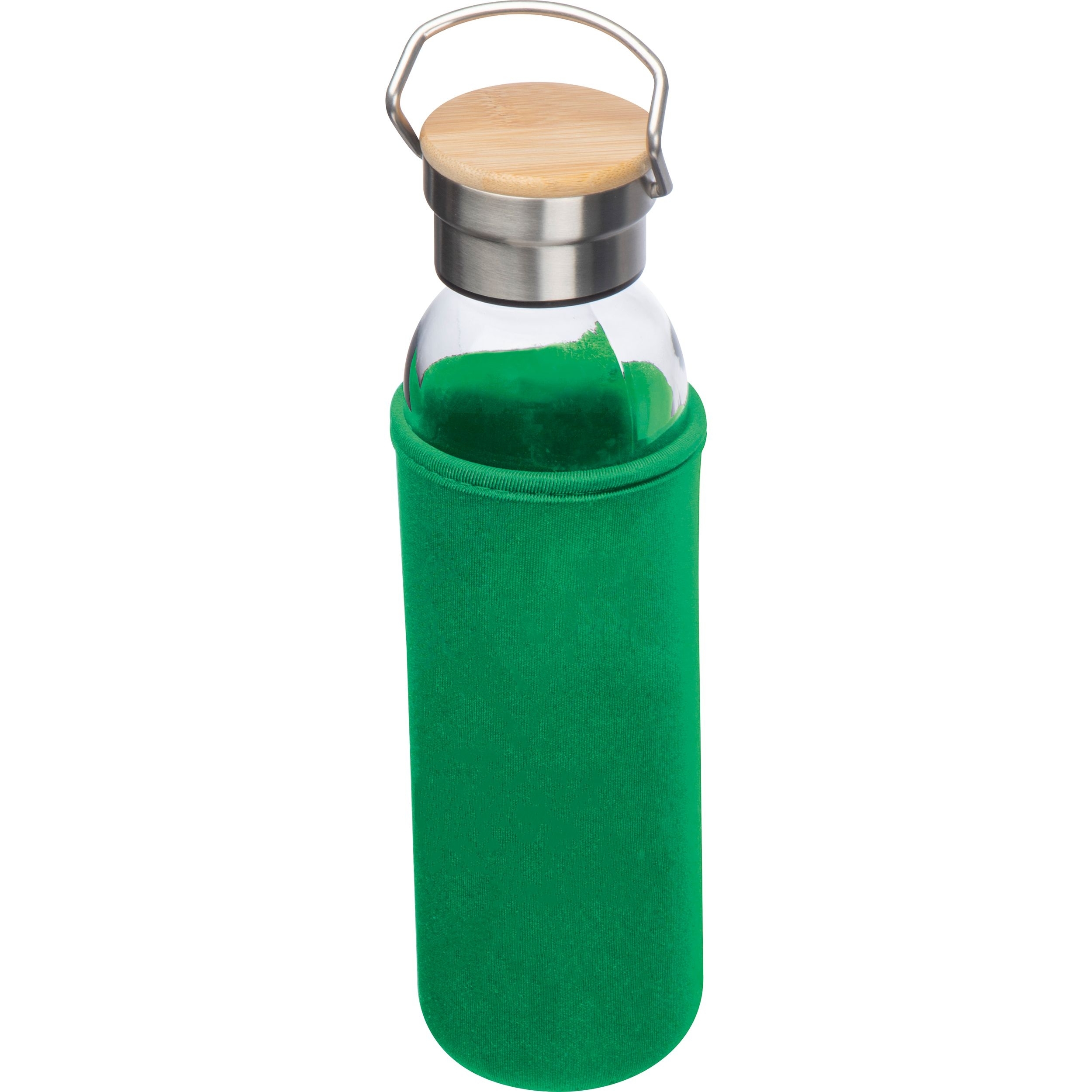 MA63181-09Glasflasche mit Neoprenueberzug_ 600ml RAMONA_ gruen