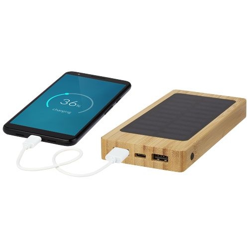 Alata 8000 mAh Bambus Solar-Powerbank, beige