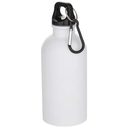 PF100871Oregon 400 ml matte RCS-zertifizierte einwandige Trinkflasche aus recyceltem Edelstahl mit Karabiner
