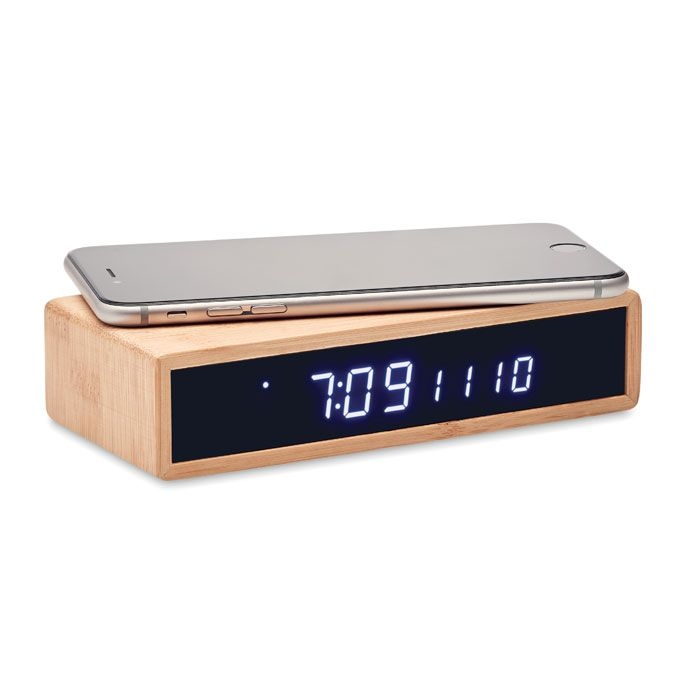 Moro Tischuhr mit Ladestation, Holz
