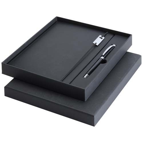 PF106258-5Legato Elegance A5 Hardcover Notizbuch mit Tintenroller Set_ schwarz_schwarz