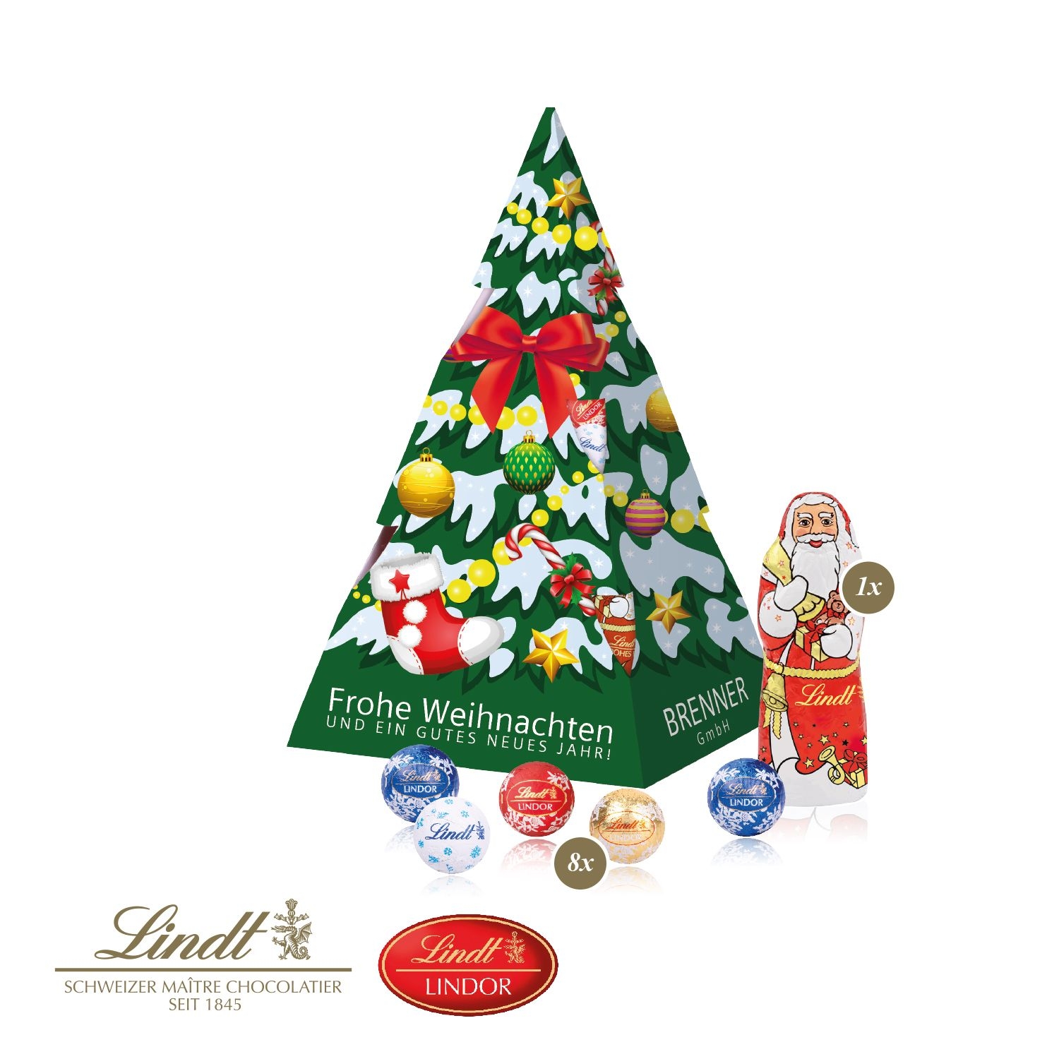 CD95464-01Praesent _Weihnachtsbaum_ mit Lindt Minis und Nikolaus_ Lindt Mischung