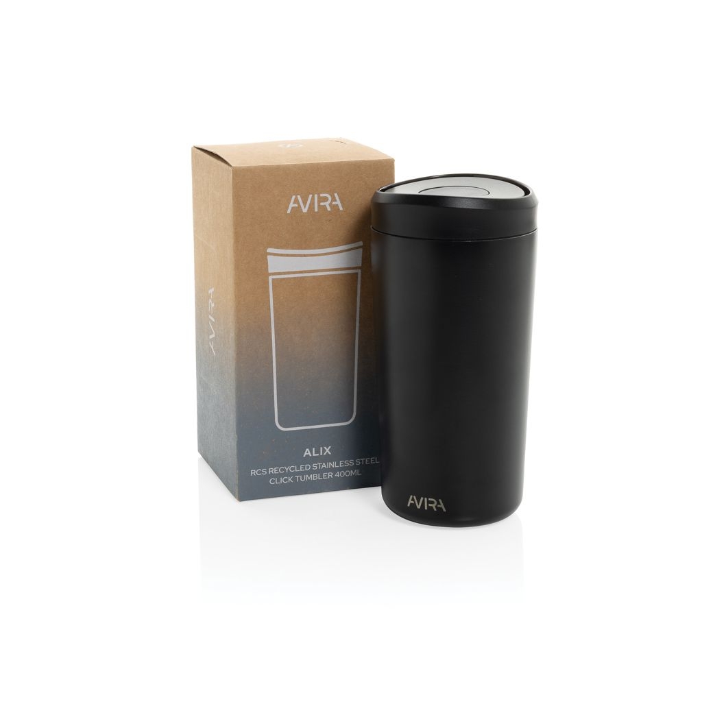 XDP438_10-01Avira Alix Klickbecher aus RCS rec. Stahl 400ml_ schwarz