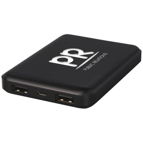 PF124208-1Gleam 5000 mAh ultraflache_ Leuchtlogo Powerbank_ schwarz