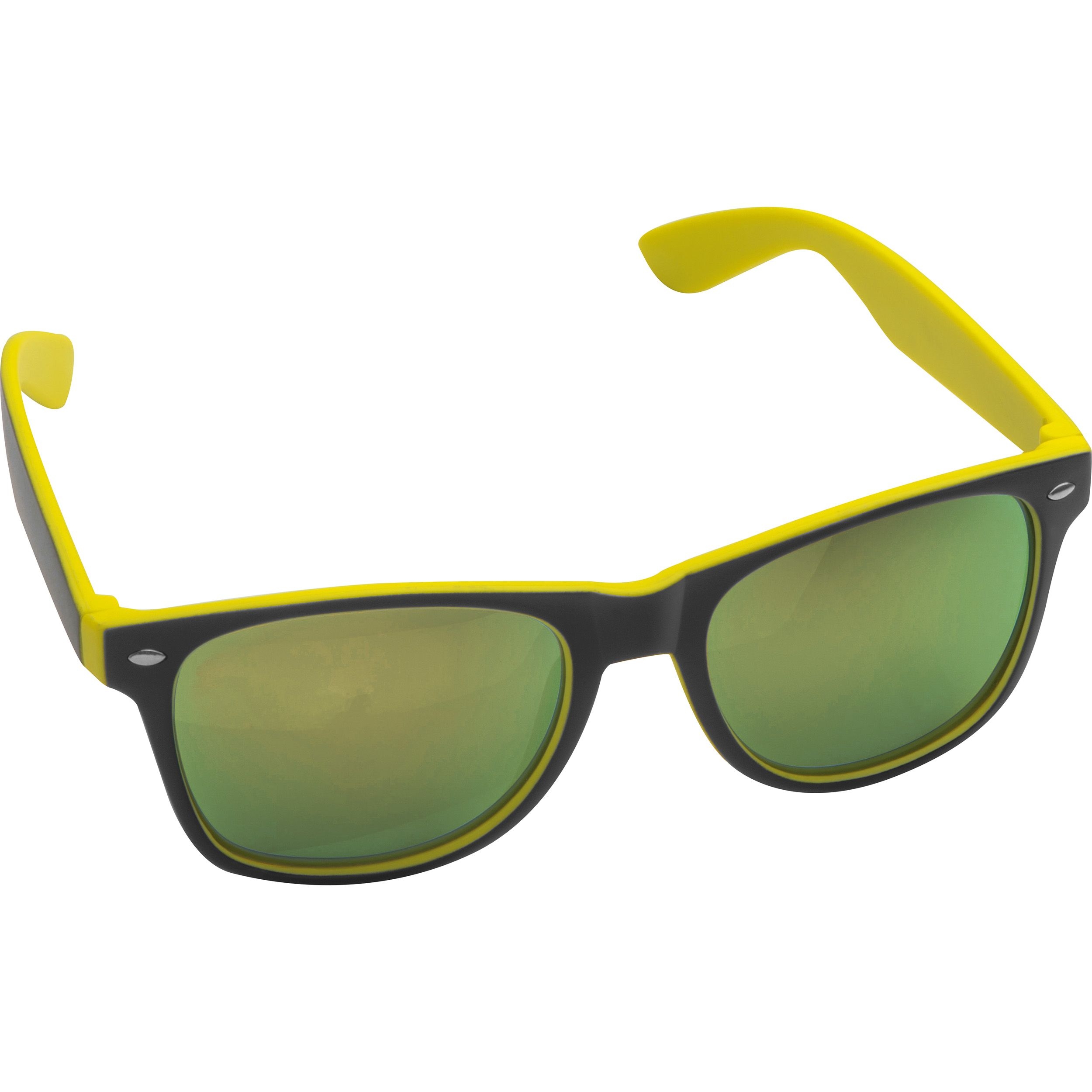 MA50671-08Sonnenbrille aus Kunststoff mit verspiegelten Glaesern_ UV 400 Schutz_ gelb