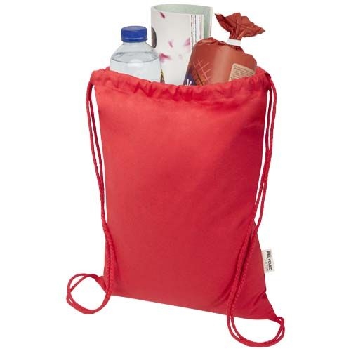 PF120791-3Peru Blend 180 g_m² Sportbeutel aus GRS recycelter Baumwolle 5L_ rot