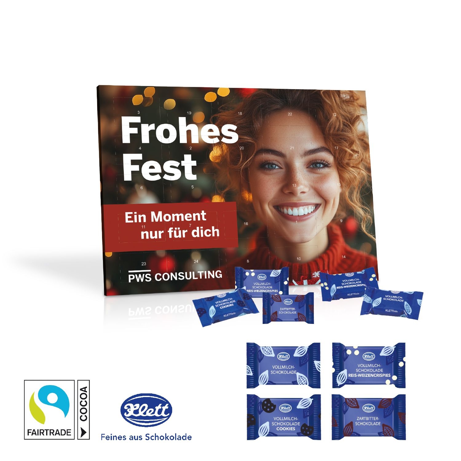 CD95161-02Tisch-Adventskalender mit Klett Fairtrade® Schokolade_ Individuelles Motiv
