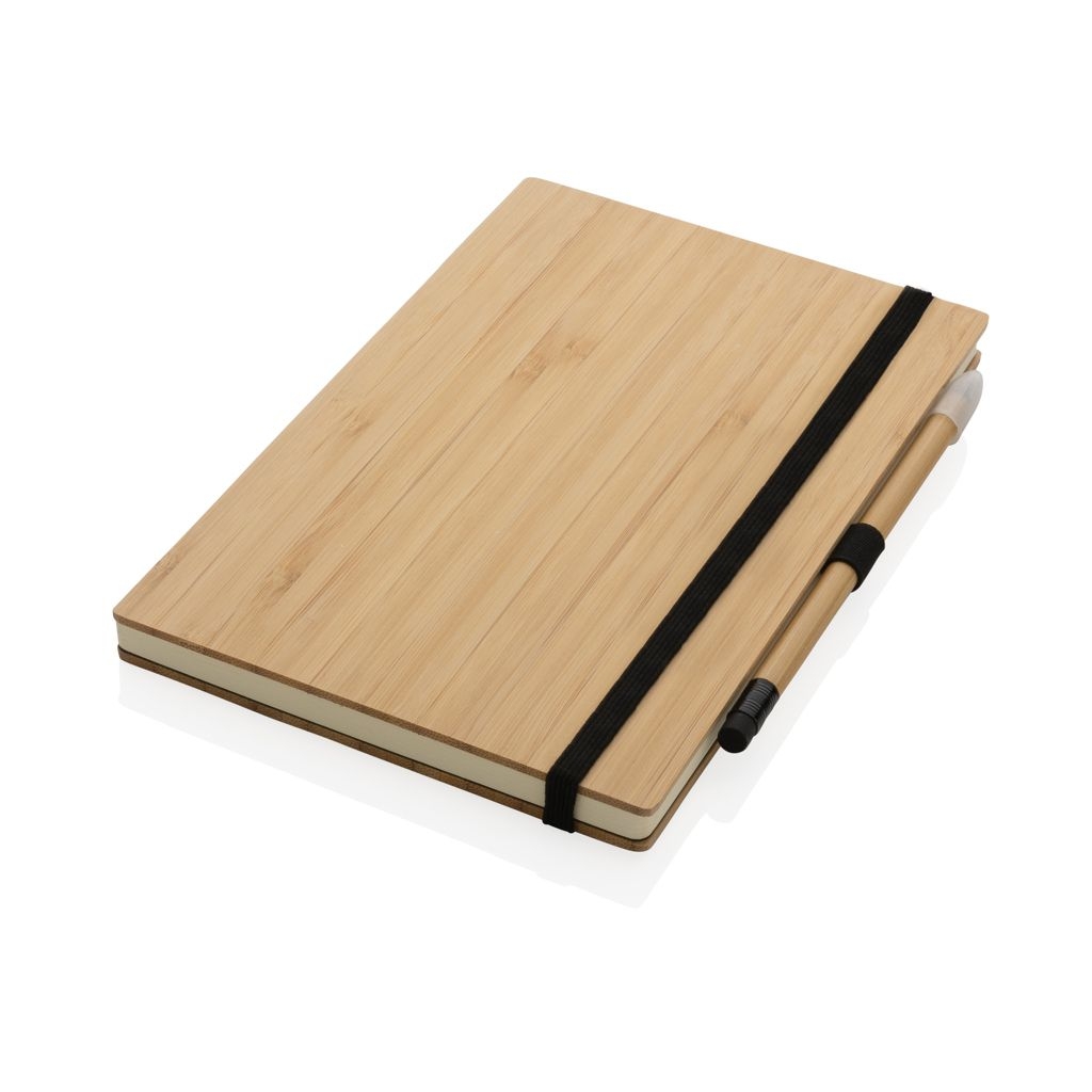 XDP774.46-9Bambus-Notizbuch und Infinity-Bleistift im Set_ braun